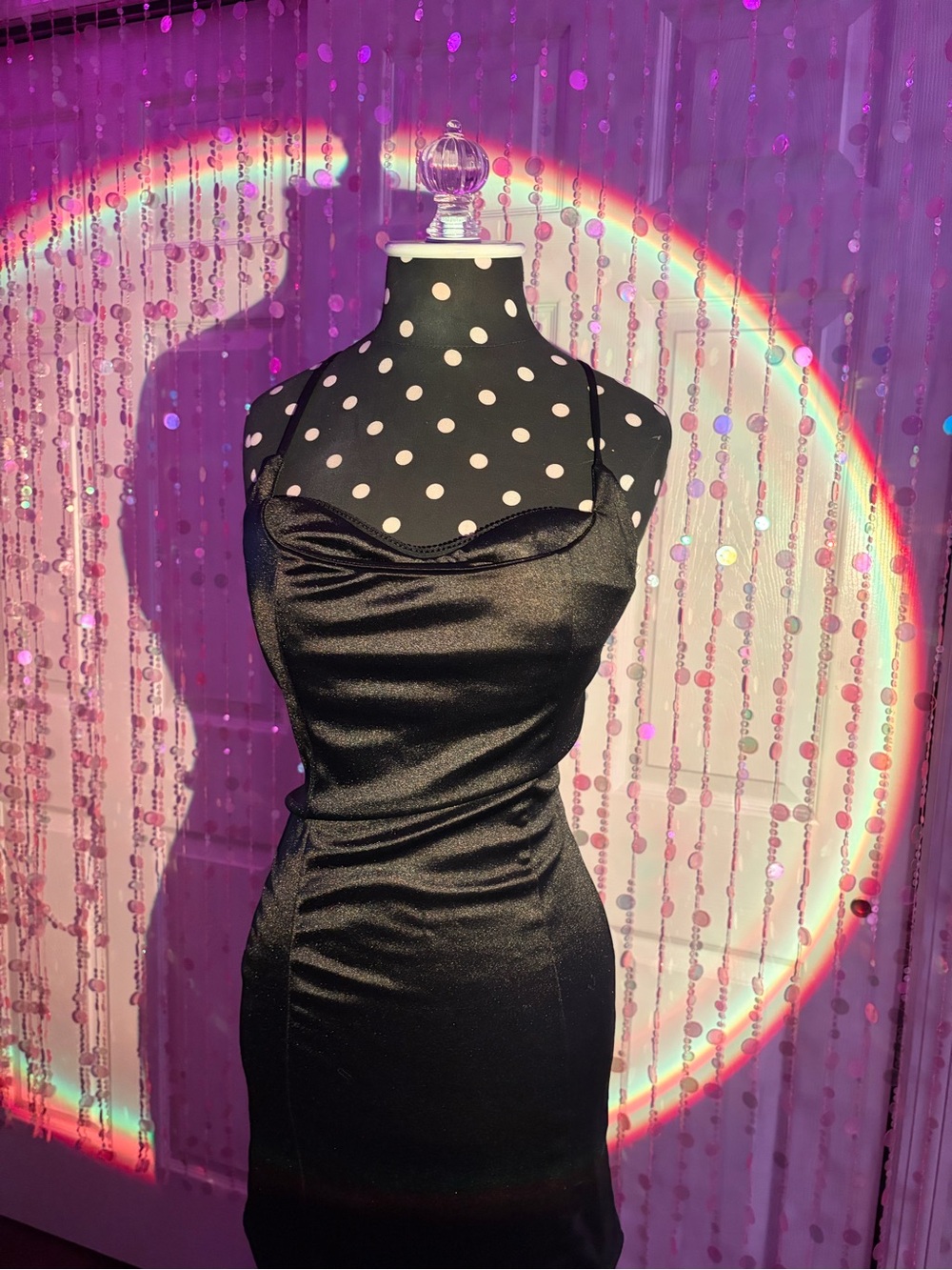 Katia Rae Black Satin Midi Slip Dress